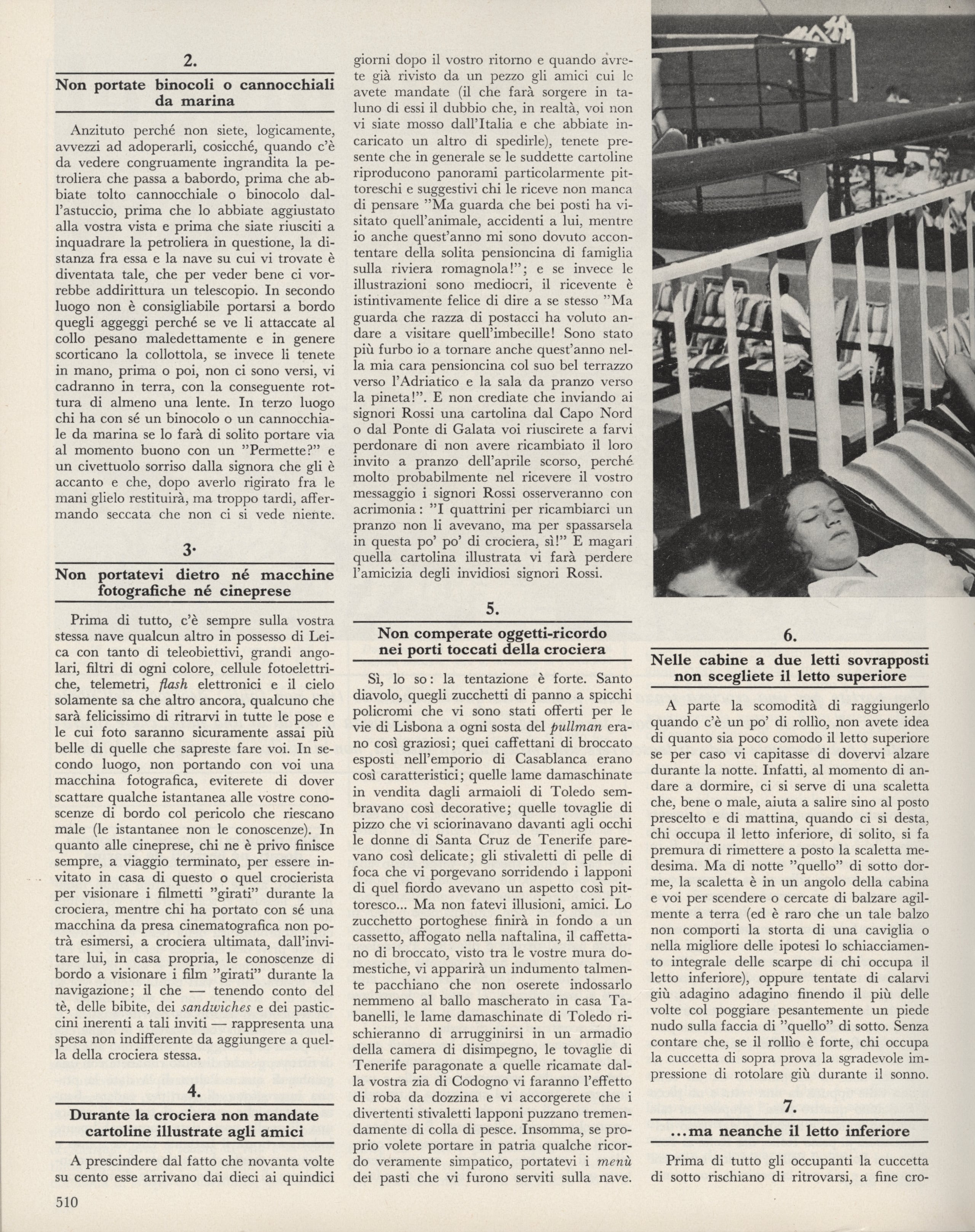Il decalogo del perfetto crocierista, Le Vie d'Italia e del mondo, giugno 1968, pp. 509-511