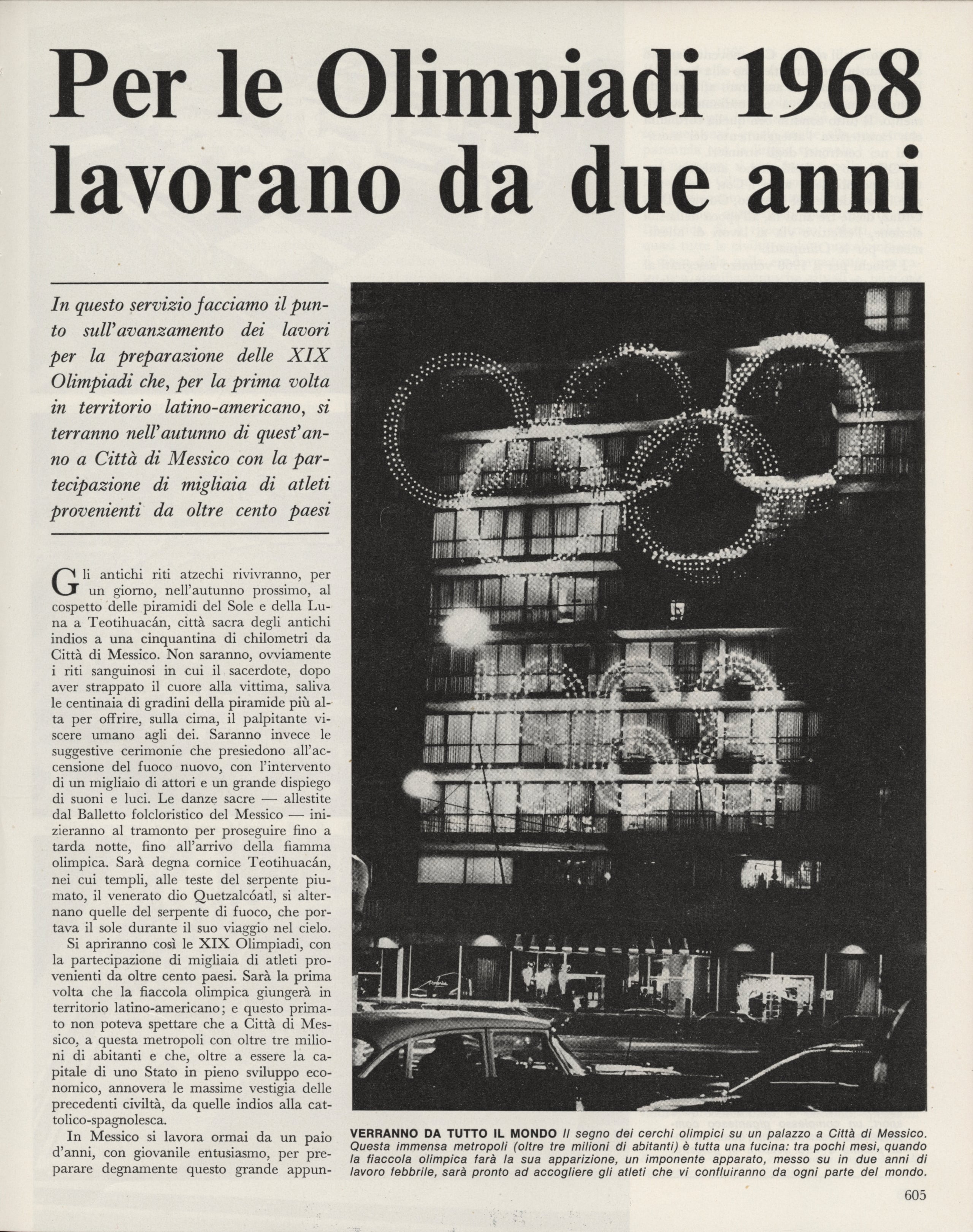 Per le Olimpiadi 1968 lavorano da due anni, Le Vie d'Italia e del mondo, luglio 1968, pp. 605-607