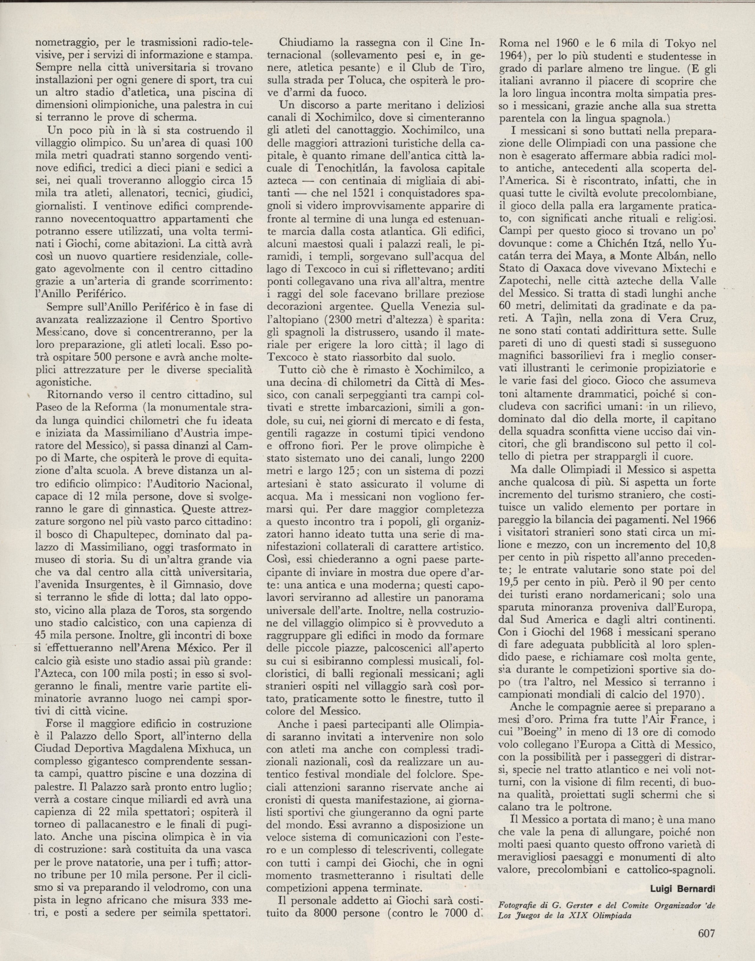 Per le Olimpiadi 1968 lavorano da due anni, Le Vie d'Italia e del mondo, luglio 1968, pp. 605-607