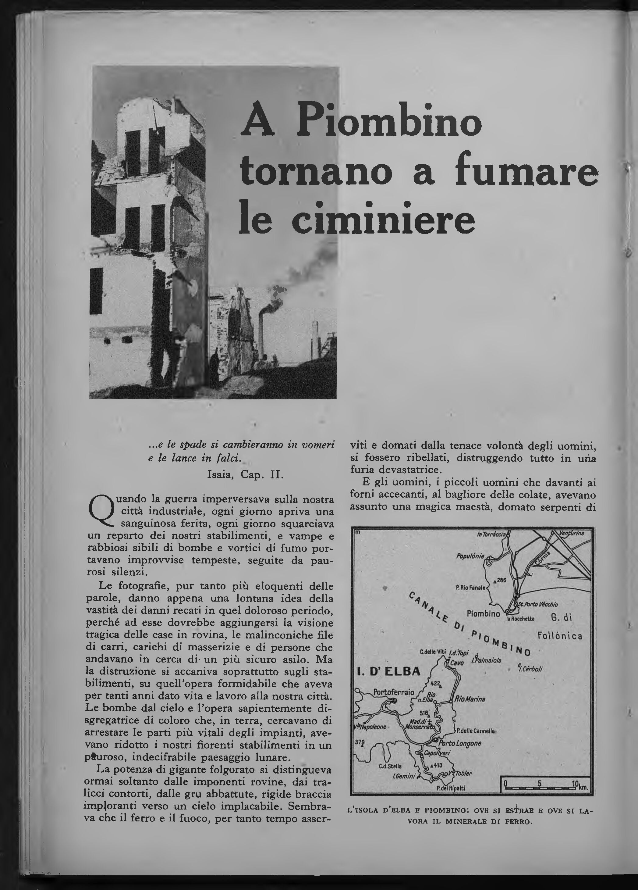 "A Piombino tornano a fumare le ciminiere", Vie d'Italia, maggio 1946