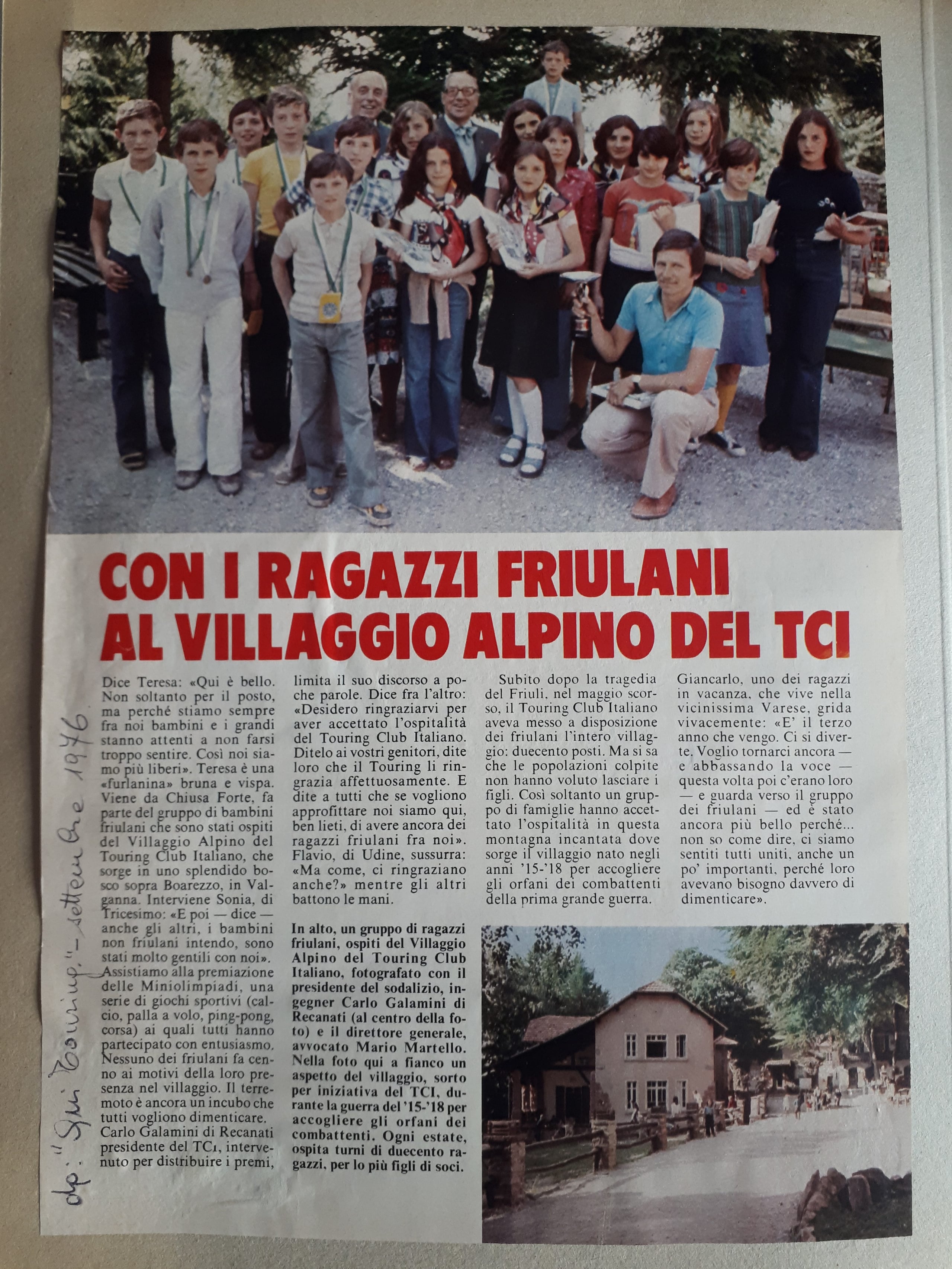 Un articolo dalla rivista Qui Touring, settembre 1976