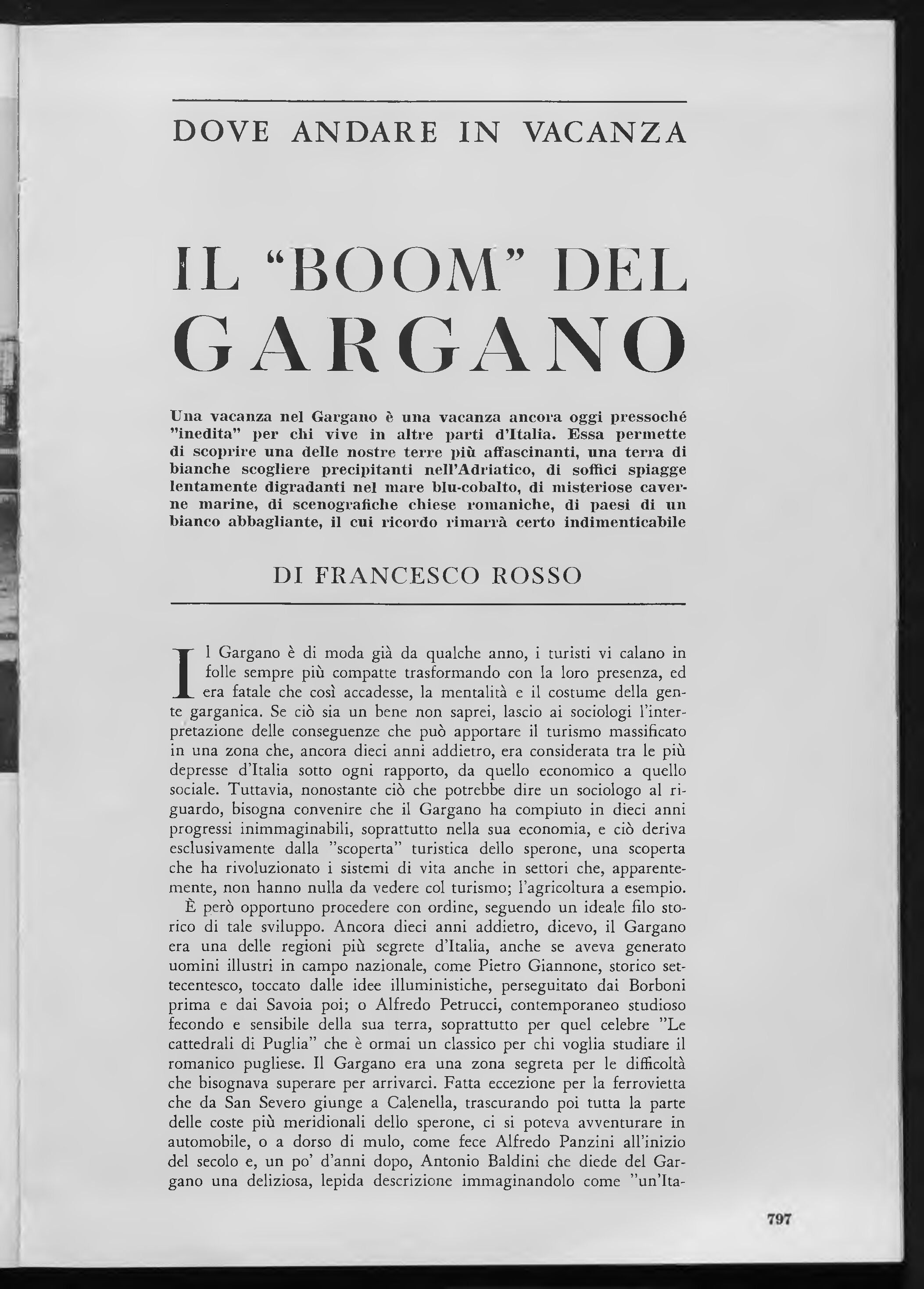 Un articolo pubblicato sulle Vie d'Italia, luglio 1967